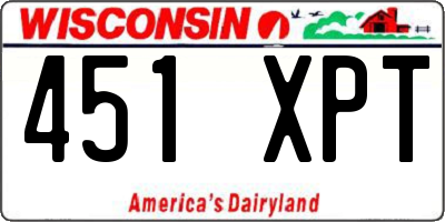 WI license plate 451XPT