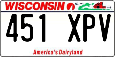 WI license plate 451XPV