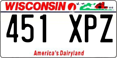 WI license plate 451XPZ