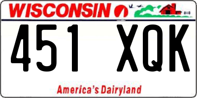 WI license plate 451XQK