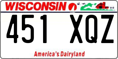 WI license plate 451XQZ