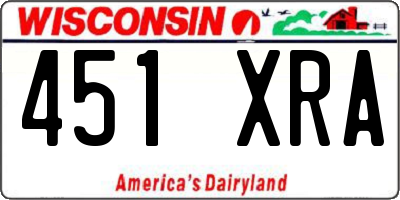 WI license plate 451XRA