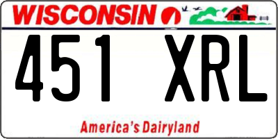 WI license plate 451XRL