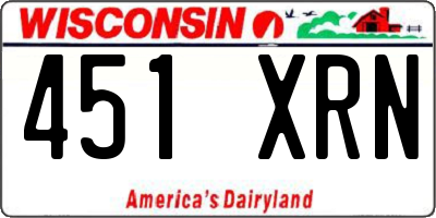 WI license plate 451XRN