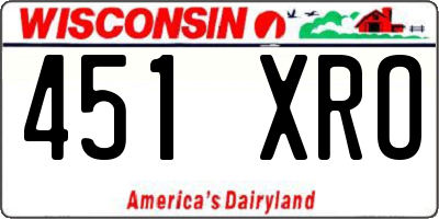 WI license plate 451XRO
