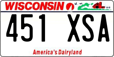 WI license plate 451XSA