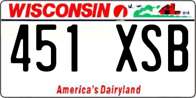 WI license plate 451XSB