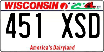 WI license plate 451XSD