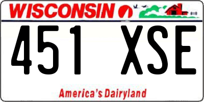 WI license plate 451XSE