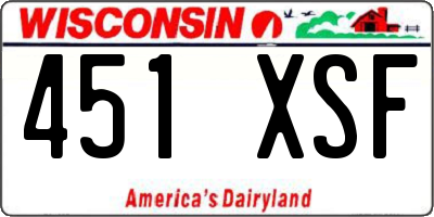 WI license plate 451XSF
