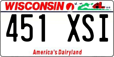 WI license plate 451XSI