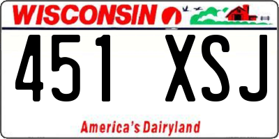 WI license plate 451XSJ