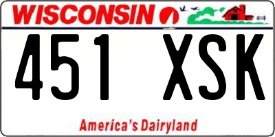 WI license plate 451XSK