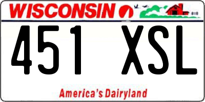 WI license plate 451XSL