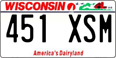 WI license plate 451XSM
