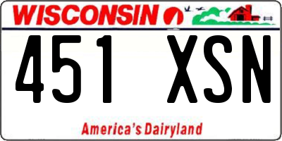WI license plate 451XSN