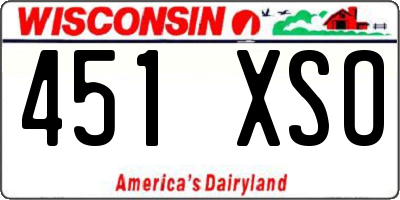 WI license plate 451XSO