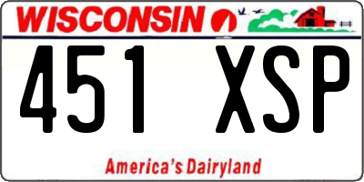 WI license plate 451XSP