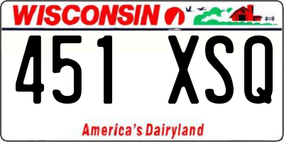WI license plate 451XSQ