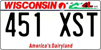 WI license plate 451XST