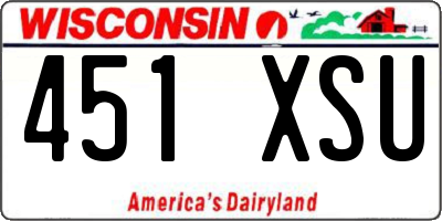 WI license plate 451XSU