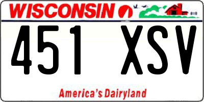 WI license plate 451XSV