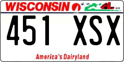 WI license plate 451XSX