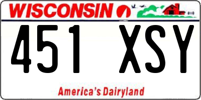 WI license plate 451XSY