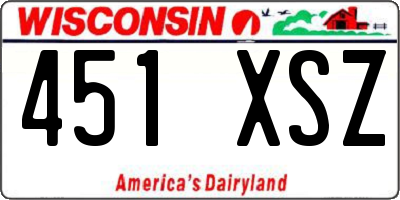 WI license plate 451XSZ