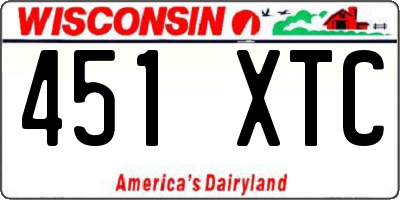 WI license plate 451XTC