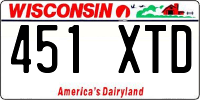 WI license plate 451XTD