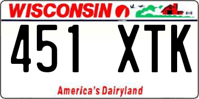 WI license plate 451XTK