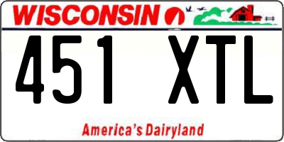 WI license plate 451XTL