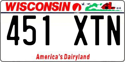 WI license plate 451XTN