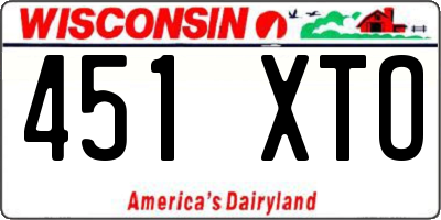 WI license plate 451XTO