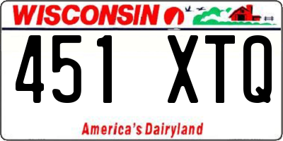 WI license plate 451XTQ