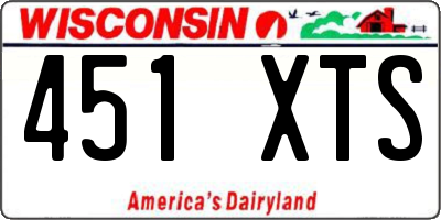 WI license plate 451XTS