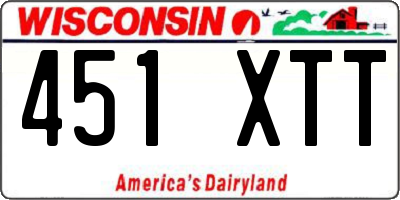 WI license plate 451XTT