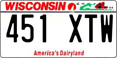 WI license plate 451XTW