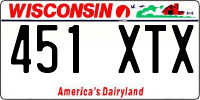 WI license plate 451XTX