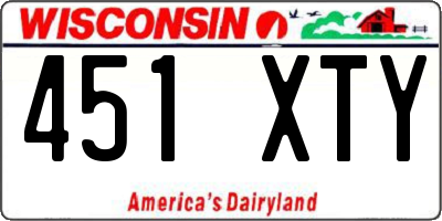 WI license plate 451XTY