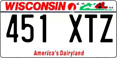 WI license plate 451XTZ