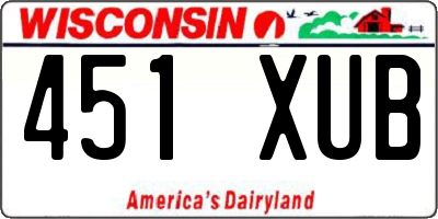 WI license plate 451XUB