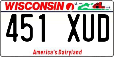 WI license plate 451XUD