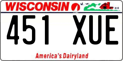WI license plate 451XUE