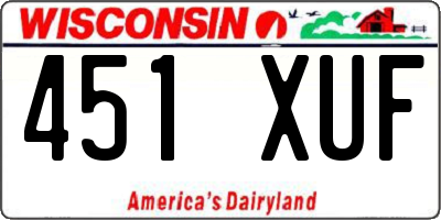 WI license plate 451XUF