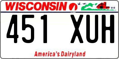 WI license plate 451XUH