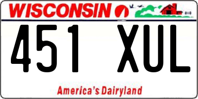 WI license plate 451XUL