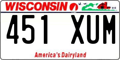 WI license plate 451XUM