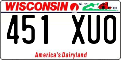 WI license plate 451XUO